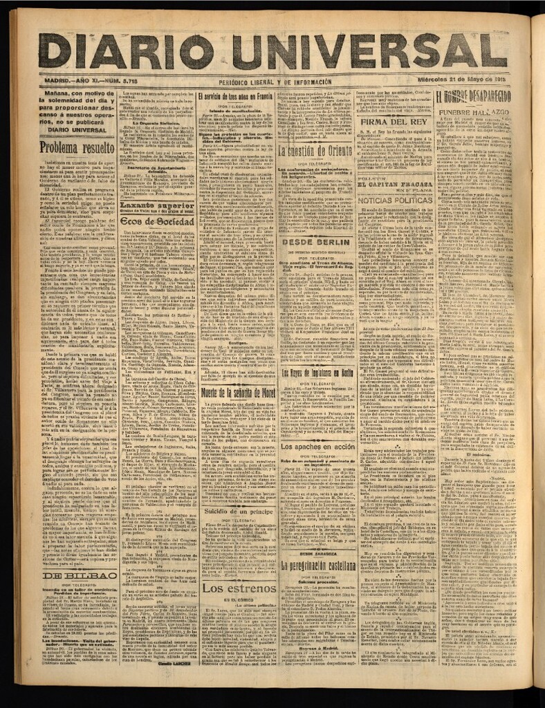 Miniatura de Diario Universal del 21 de mayo de 1913
