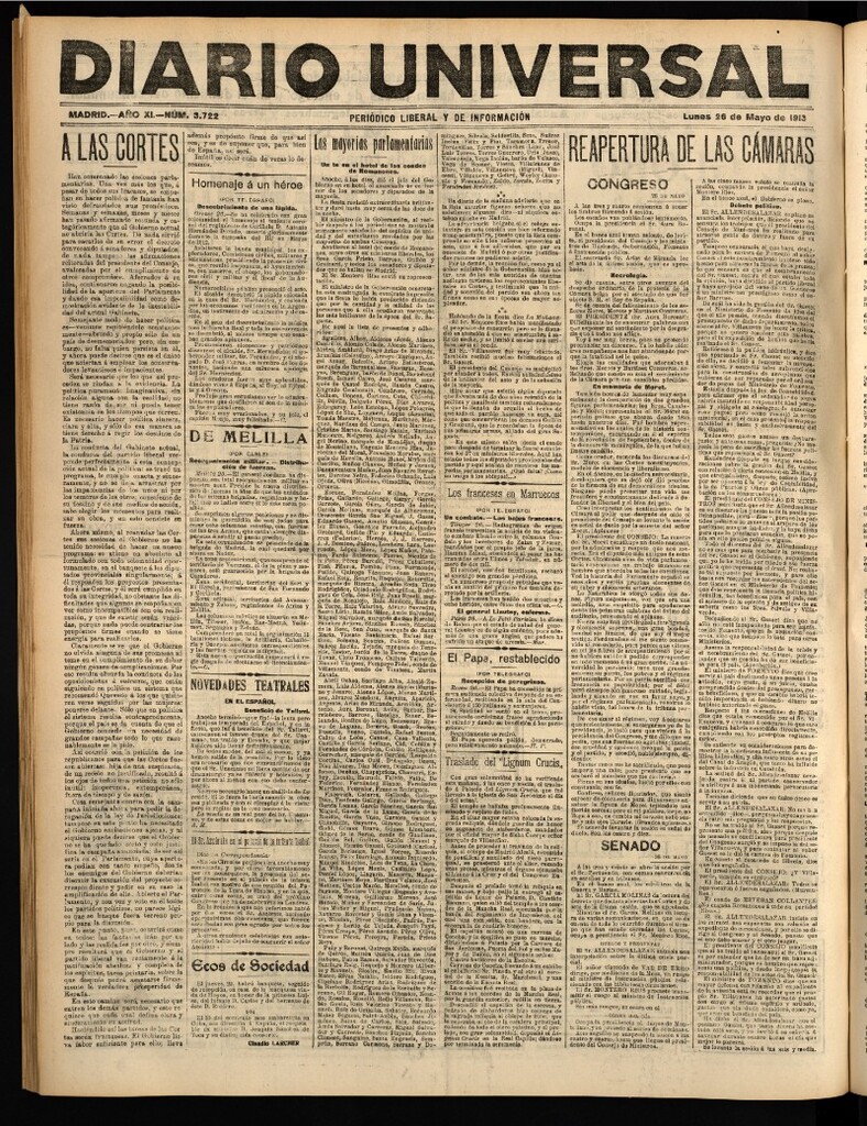 Miniatura de Diario Universal del 26 de mayo de 1913