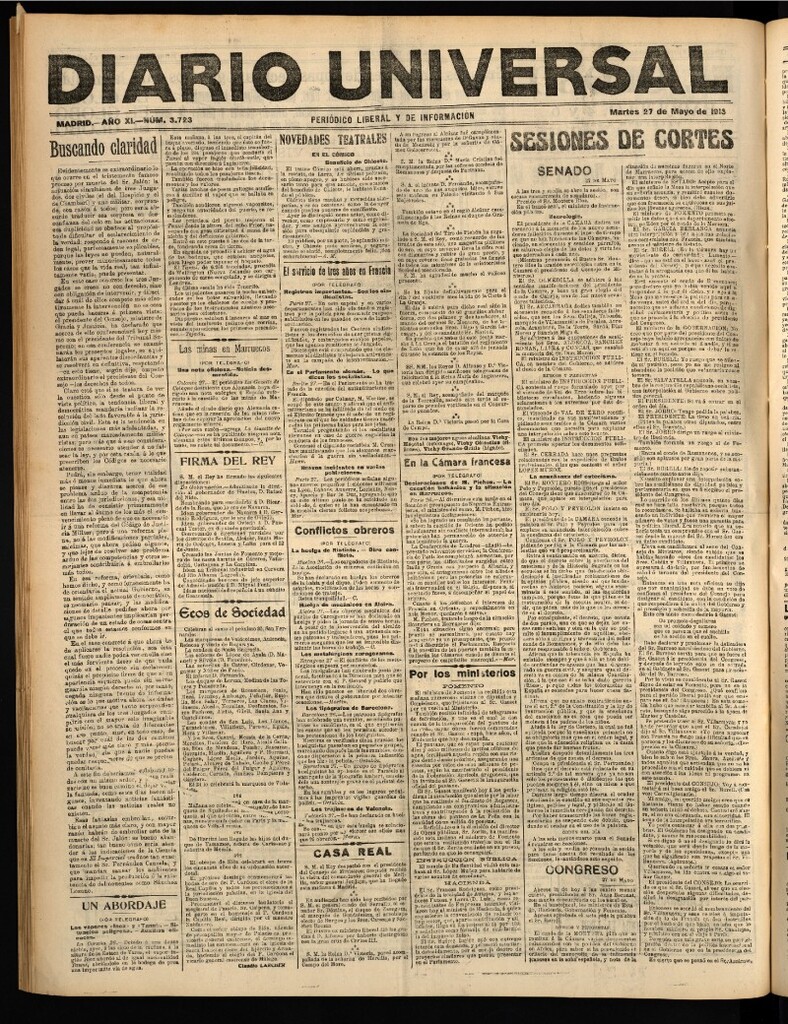 Miniatura de Diario Universal del 27 de mayo de 1913