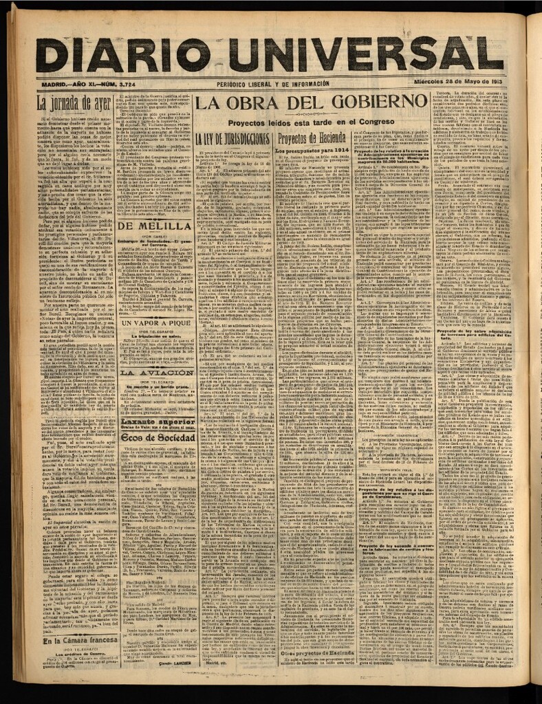 Miniatura de Diario Universal del 28 de mayo de 1913