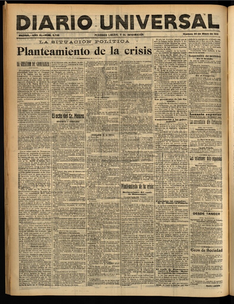 Miniatura de Diario Universal del 30 de mayo de 1913