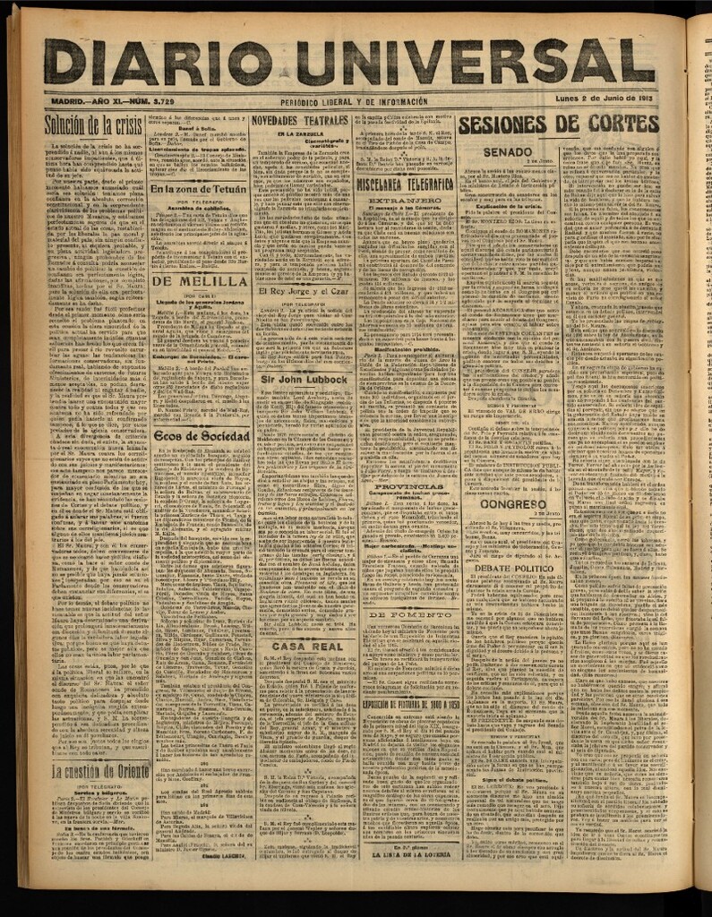 Miniatura de Diario Universal del 2 de junio de 1913