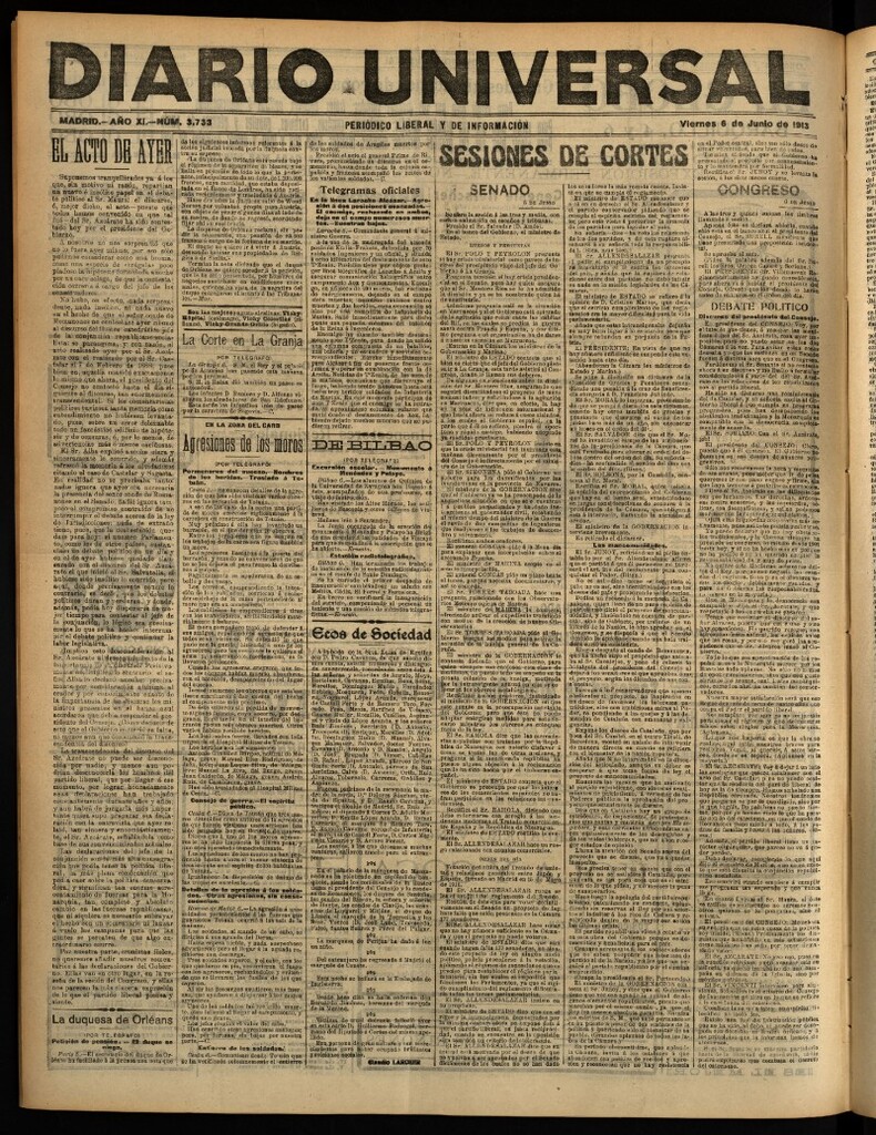 Miniatura de Diario Universal del 6 de junio de 1913