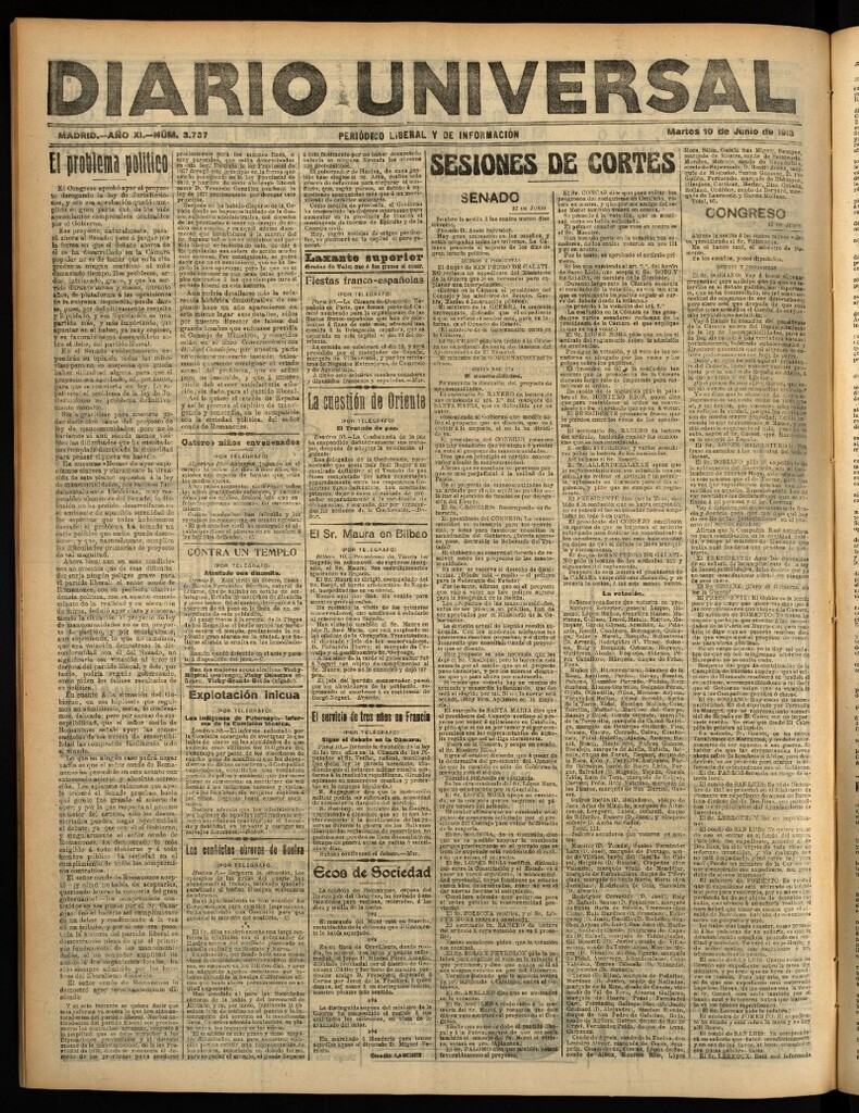 Miniatura de Diario Universal del 10 de junio de 1913