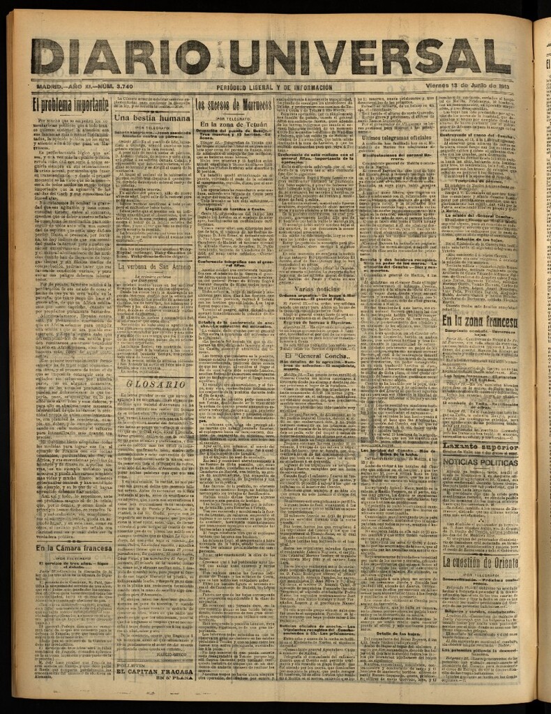 Miniatura de Diario Universal del 13 de junio de 1913