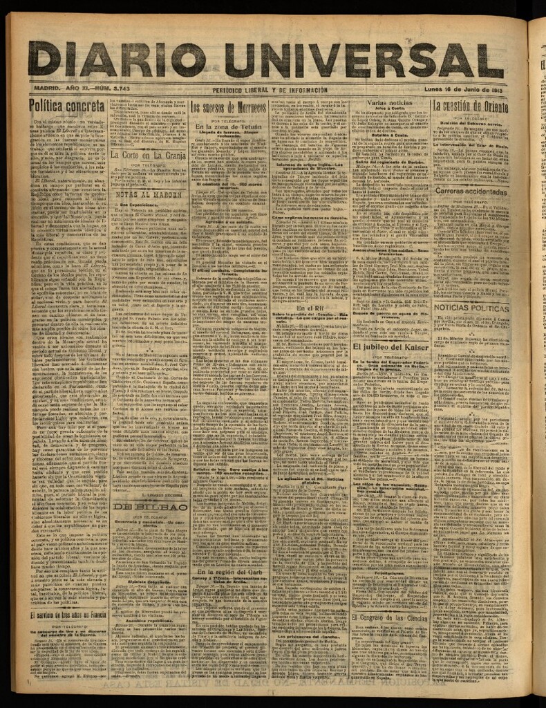Miniatura de Diario Universal del 16 de junio de 1913
