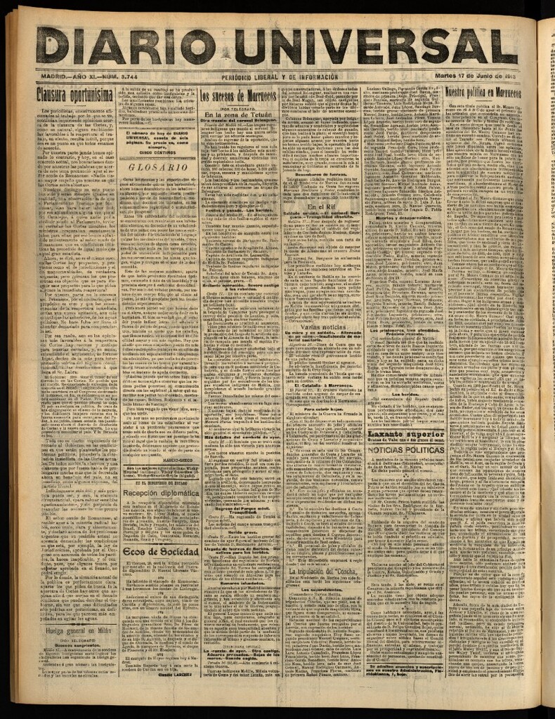 Miniatura de Diario Universal del 17 de junio de 1913