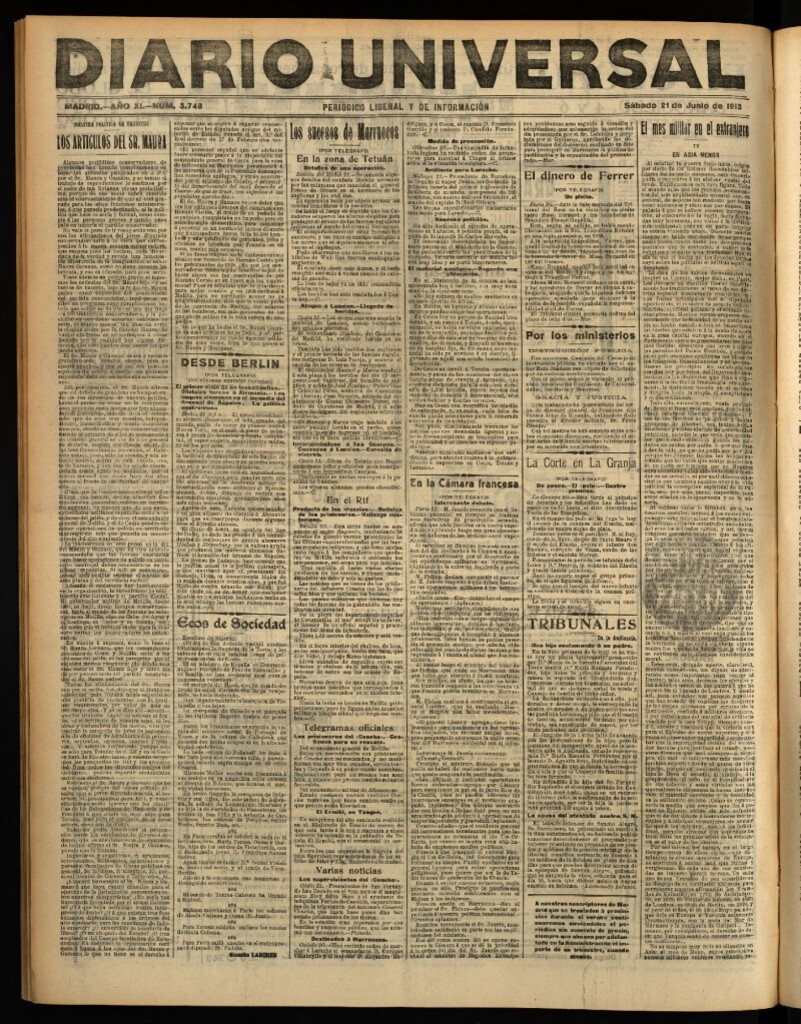 Miniatura de Diario Universal del 21 de junio de 1913
