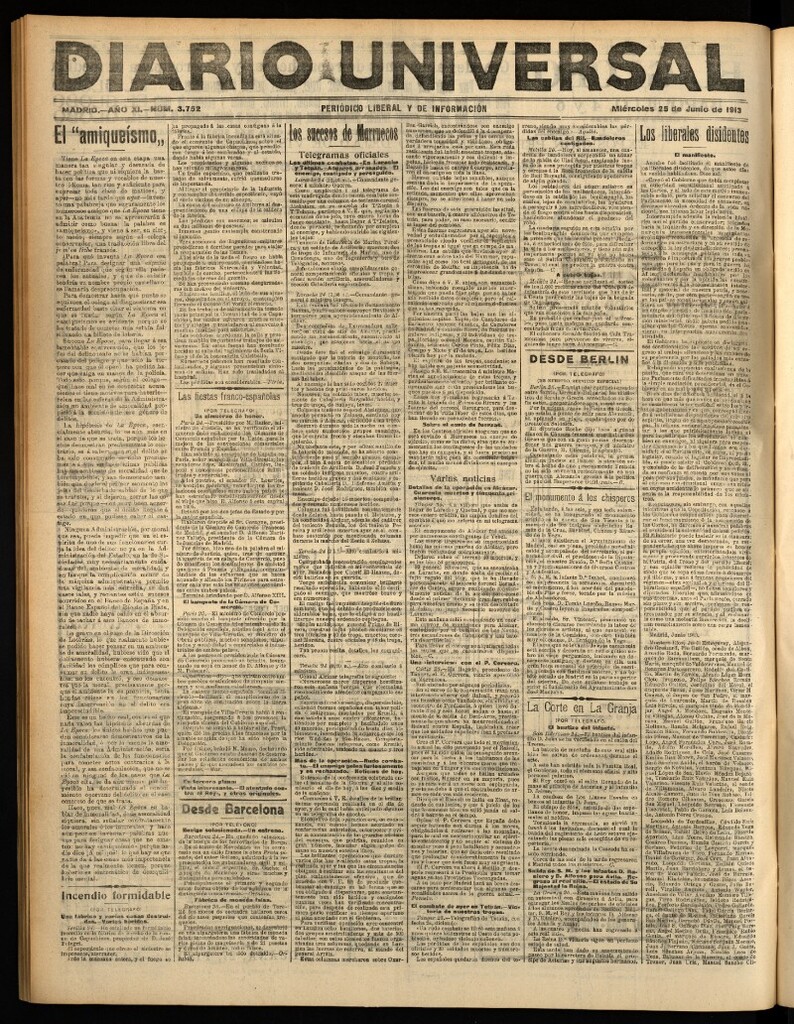 Miniatura de Diario Universal del 25 de junio de 1913