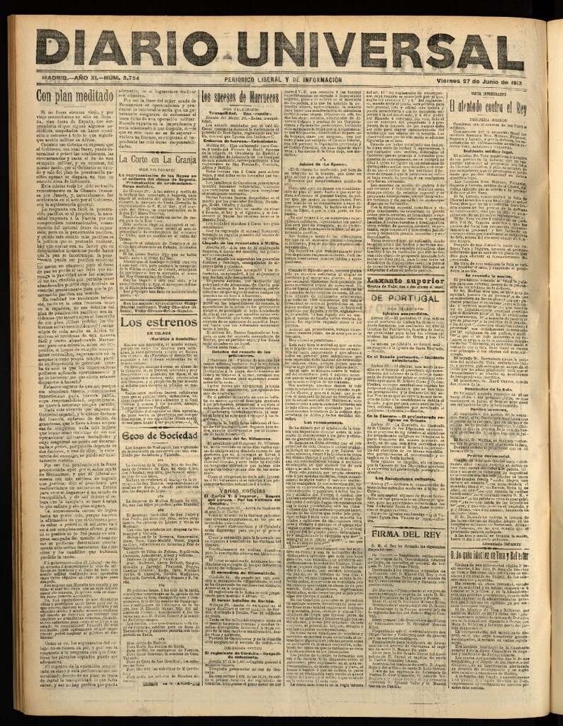 Miniatura de Diario Universal del 27 de junio de 1913