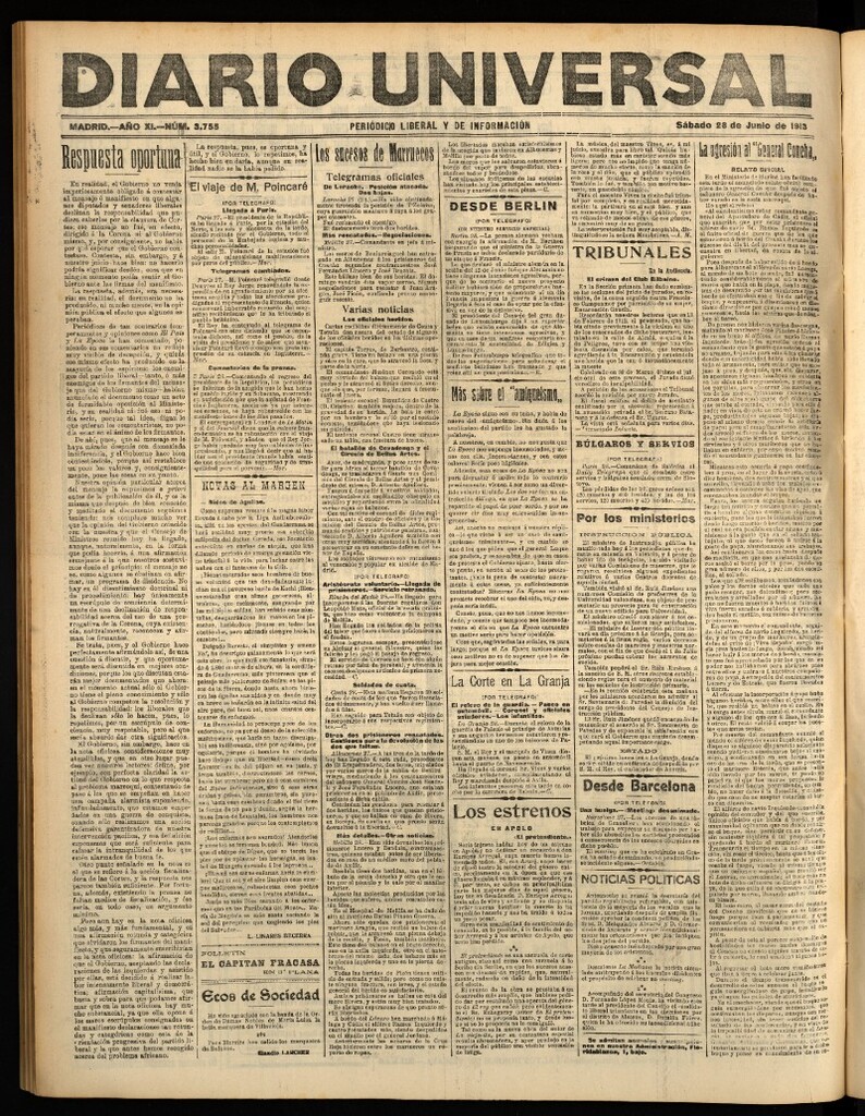 Miniatura de Diario Universal del 28 de junio de 1913
