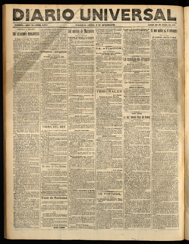 Miniatura de Diario Universal del 30 de junio de 1913