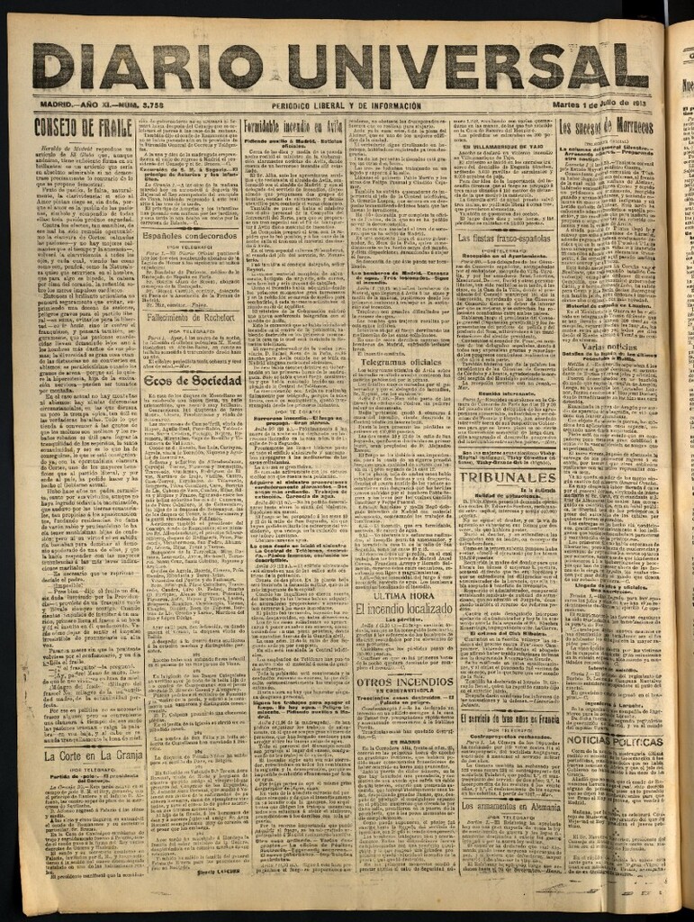 Miniatura de Diario Universal del 1 de julio de 1913