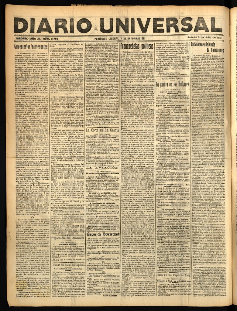 Miniatura de Diario Universal del 3 de julio de 1913