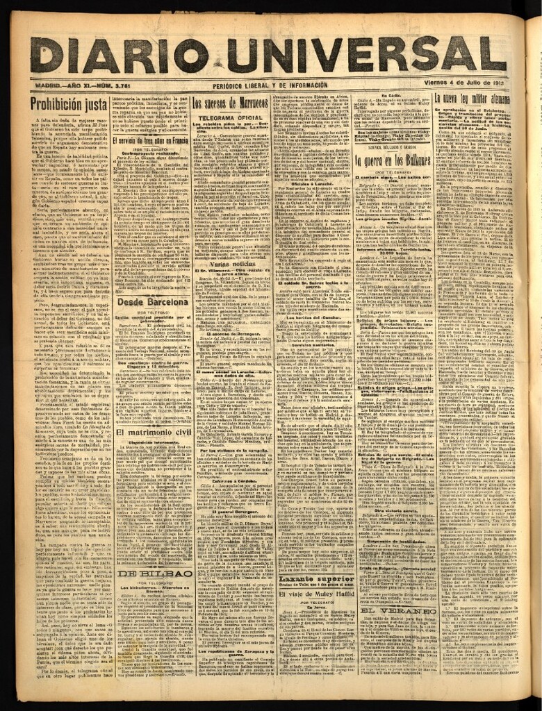 Miniatura de Diario Universal del 4 de julio de 1913