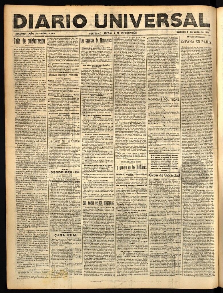 Miniatura de Diario Universal del 5 de julio de 1913