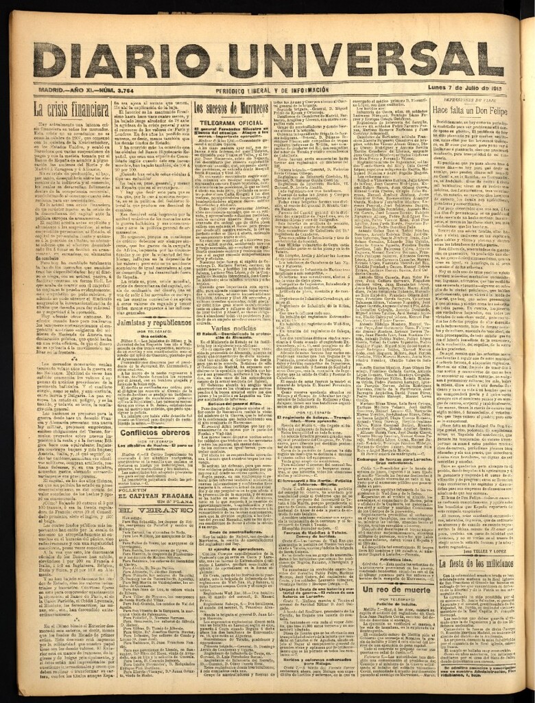 Miniatura de Diario Universal del 7 de julio de 1913