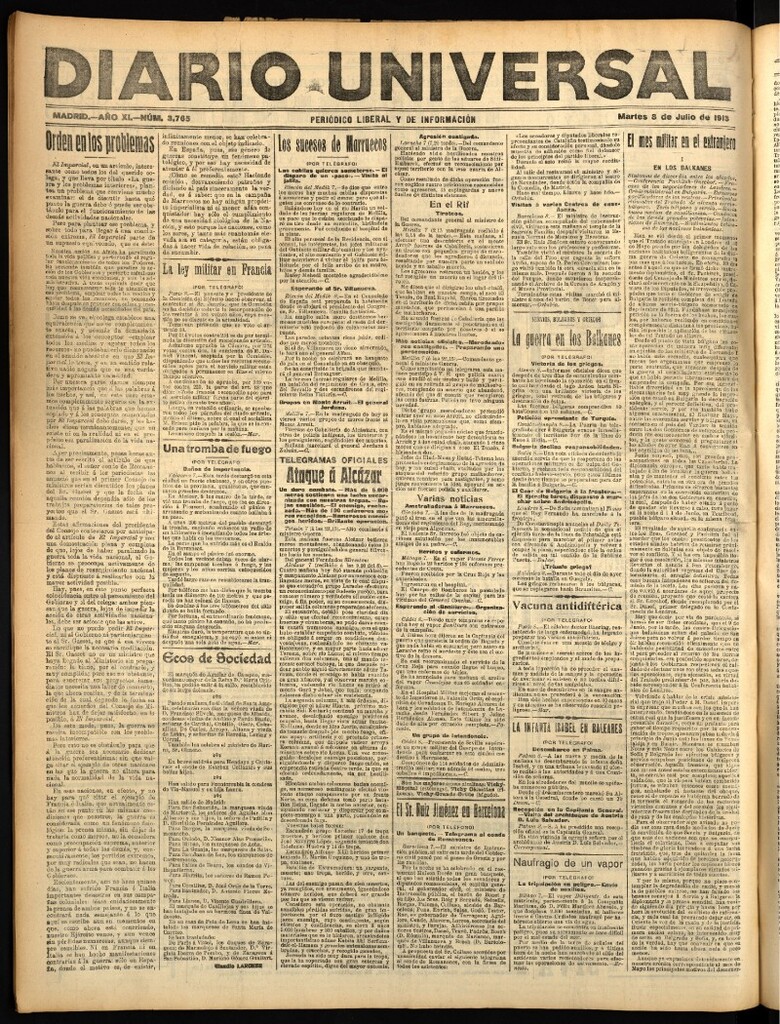 Miniatura de Diario Universal del 8 de julio de 1913