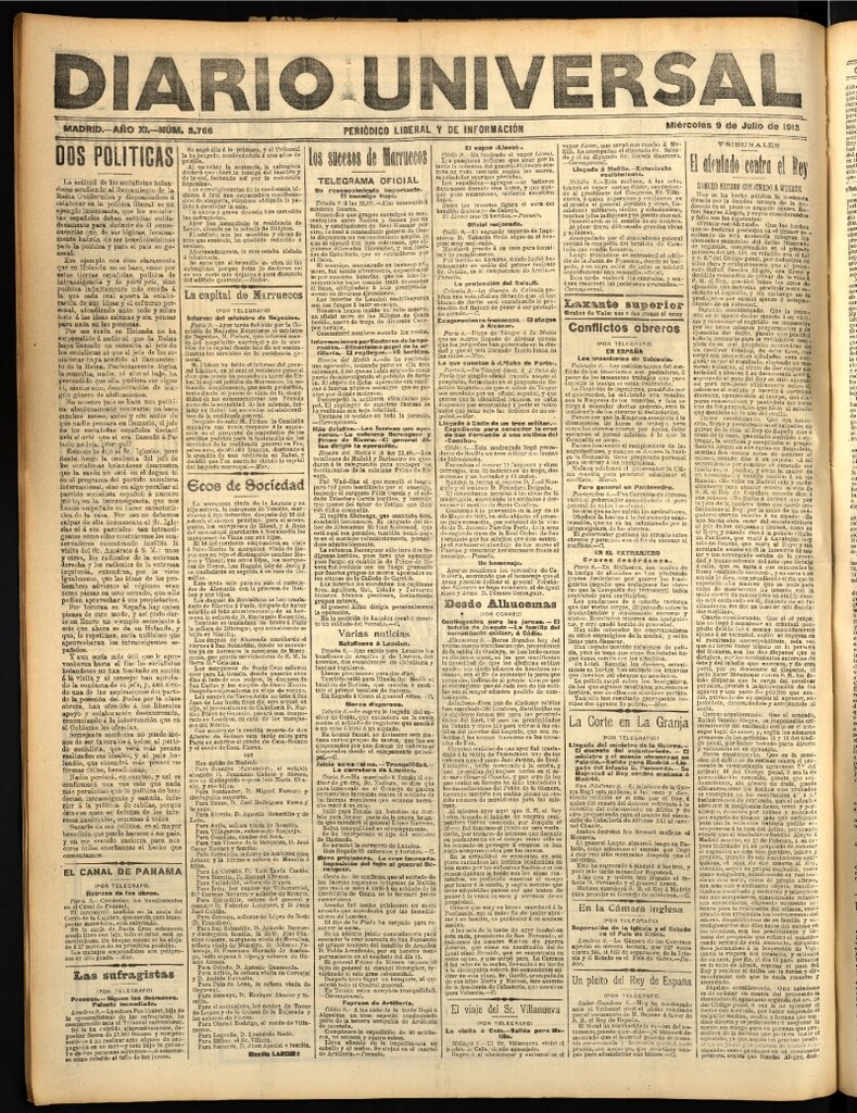 Miniatura de Diario Universal del 9 de julio de 1913