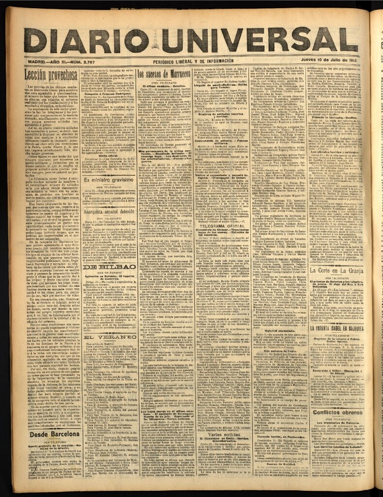 Miniatura de Diario Universal del 10 de julio de 1913