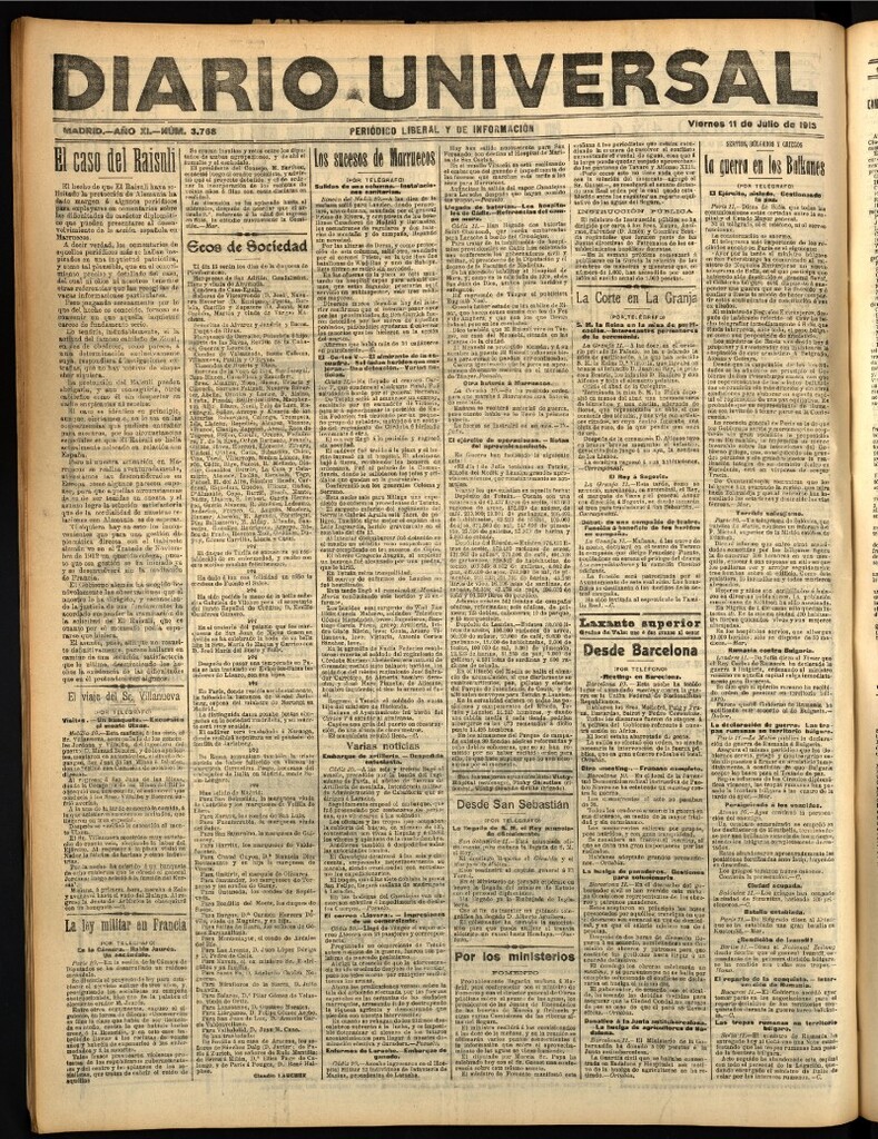 Miniatura de Diario Universal del 11 de julio de 1913