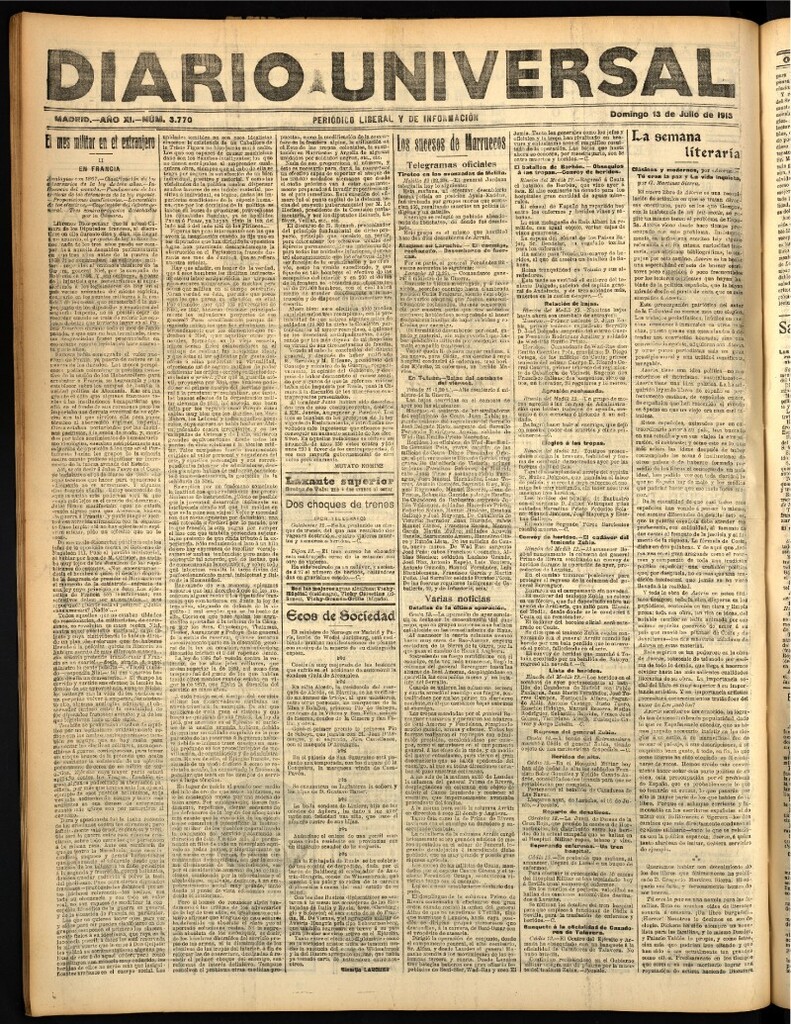 Miniatura de Diario Universal del 13 de julio de 1913