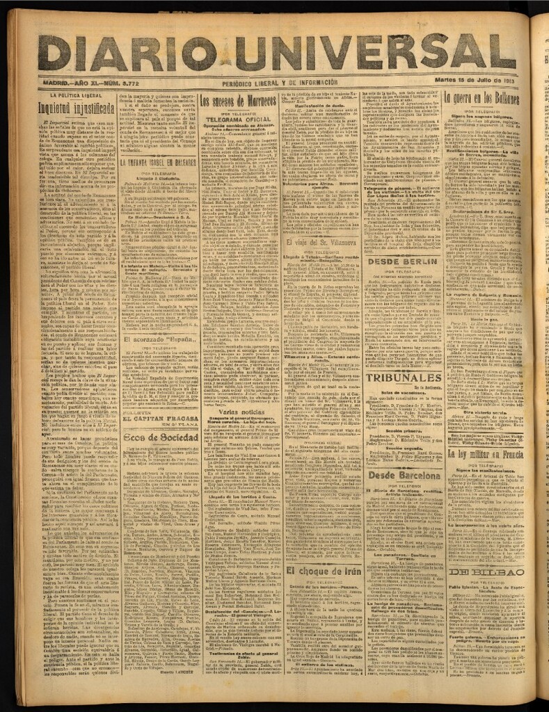 Miniatura de Diario Universal del 15 de julio de 1913