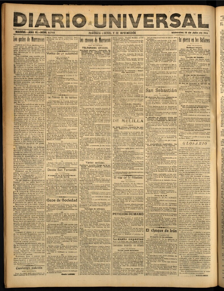 Miniatura de Diario Universal del 16 de julio de 1913