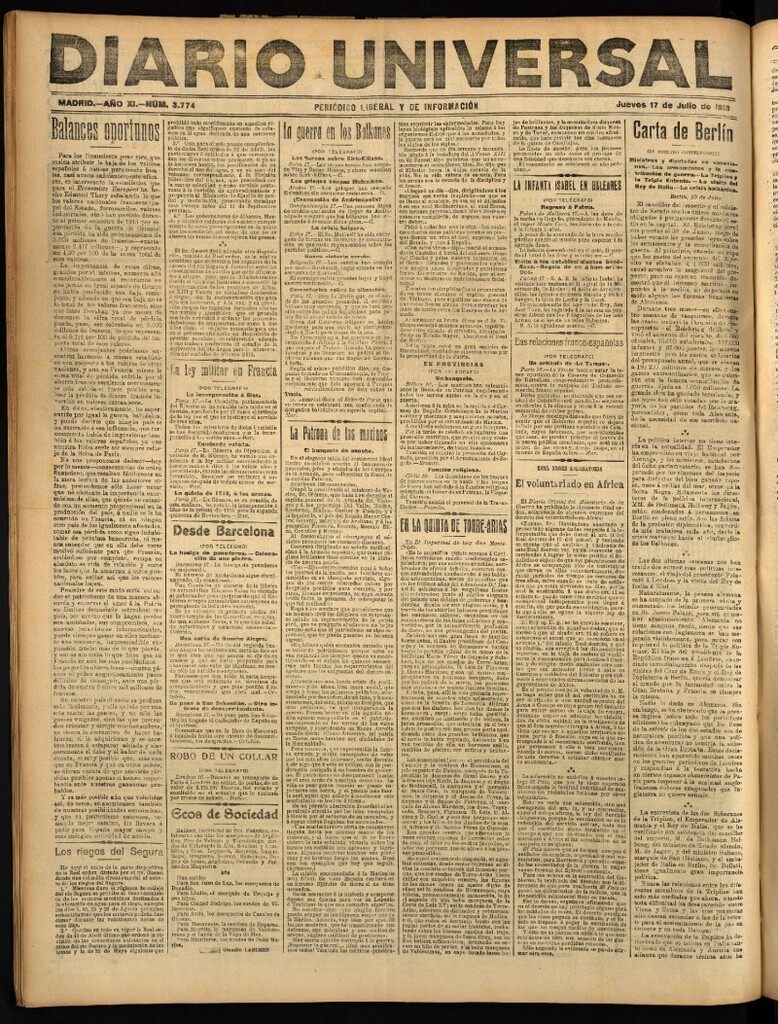 Miniatura de Diario Universal del 17 de julio de 1913