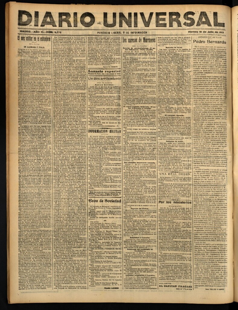 Miniatura de Diario Universal del 18 de julio de 1913