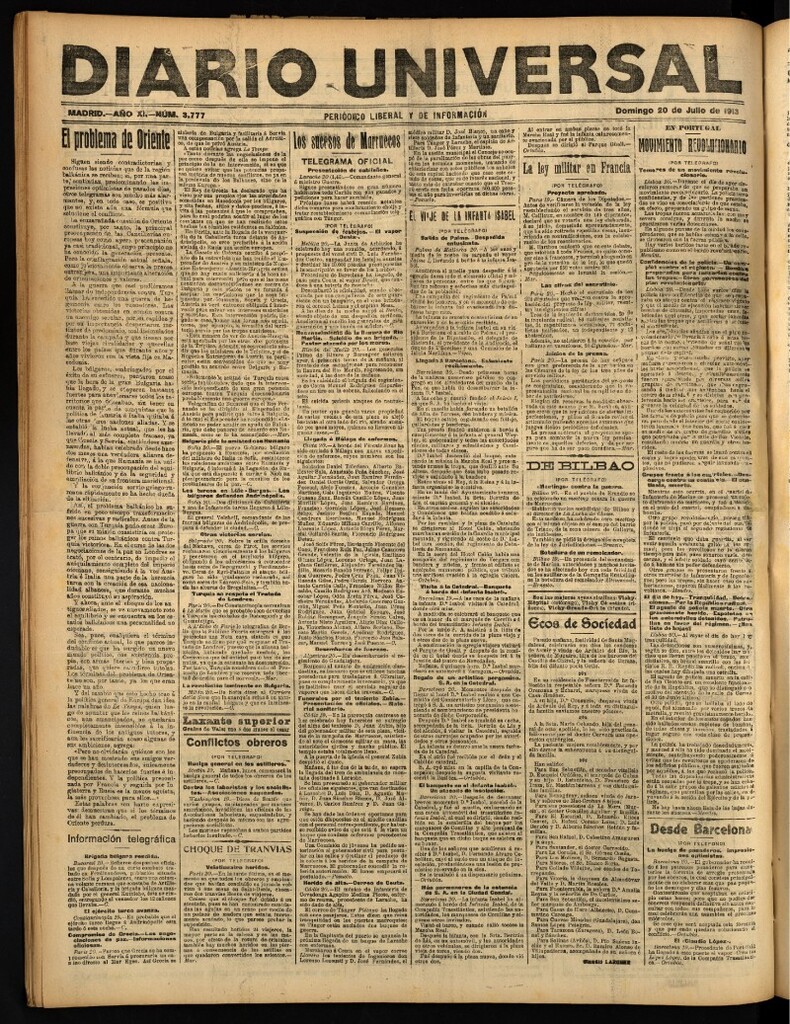Miniatura de Diario Universal del 20 de julio de 1913