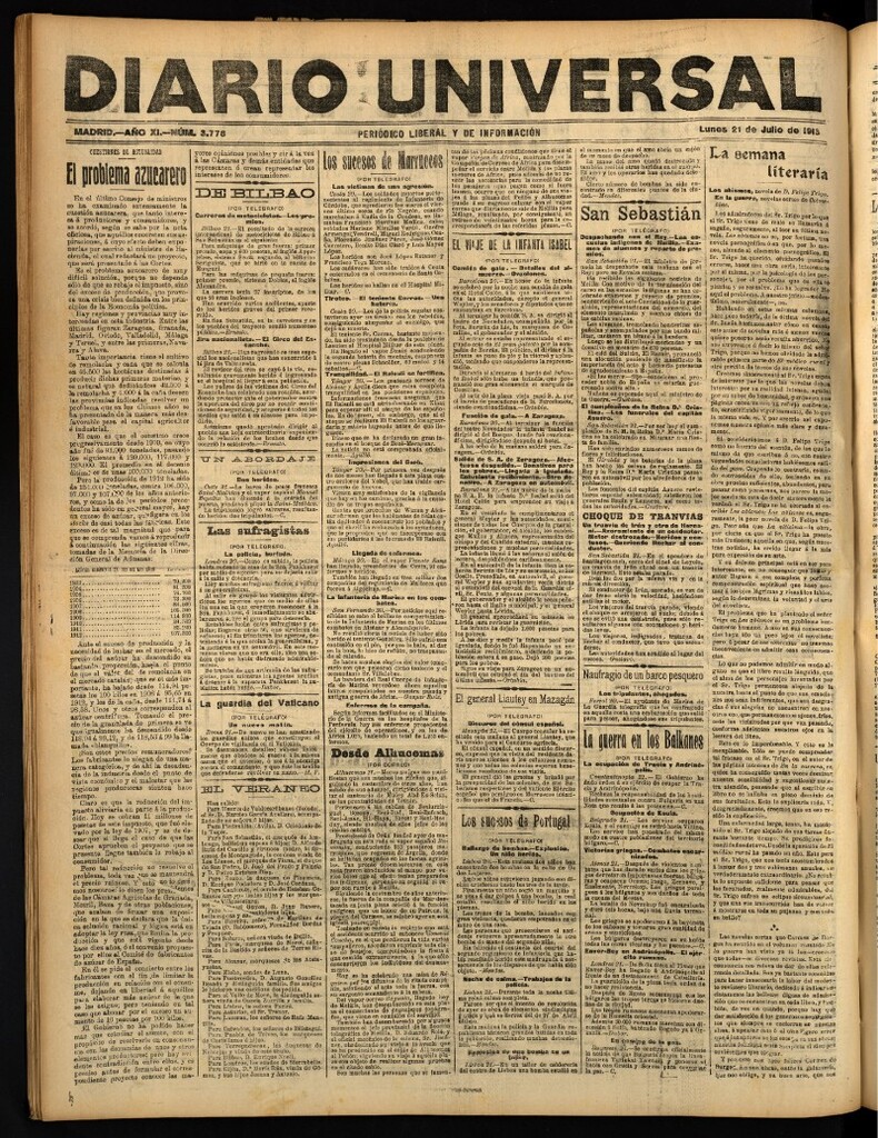 Miniatura de Diario Universal del 21 de julio de 1913