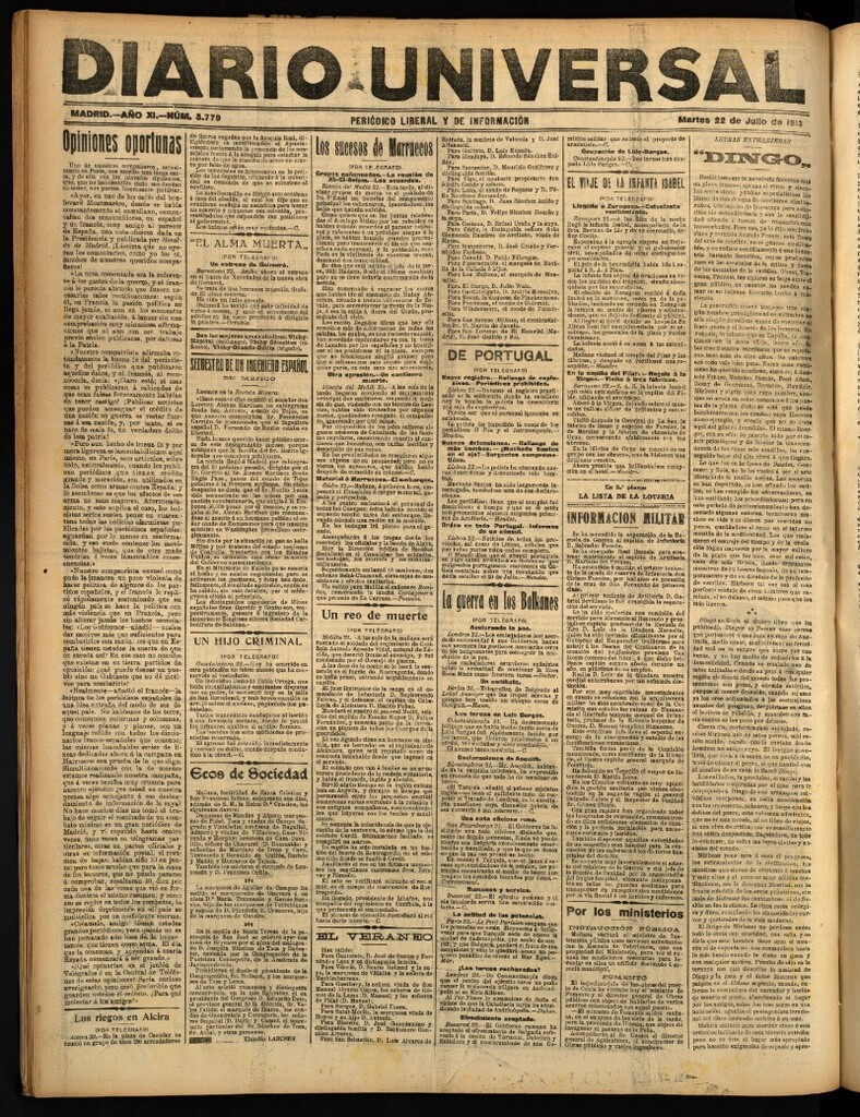 Miniatura de Diario Universal del 22 de julio de 1913