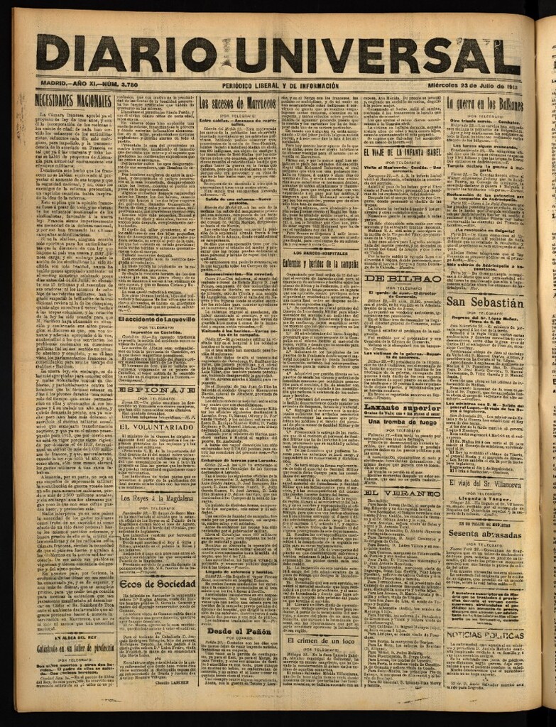 Miniatura de Diario Universal del 23 de julio de 1913