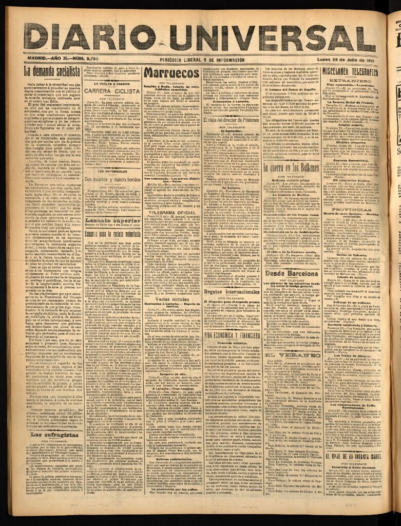 Miniatura de Diario Universal del 28 de julio de 1913