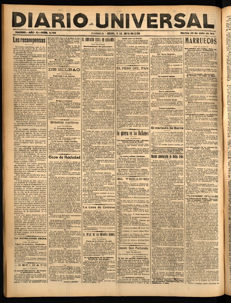 Miniatura de Diario Universal del 29 de julio de 1913