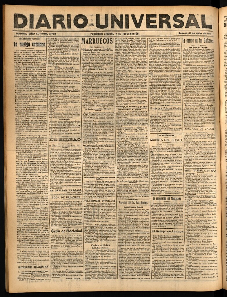 Miniatura de Diario Universal del 31 de julio de 1913