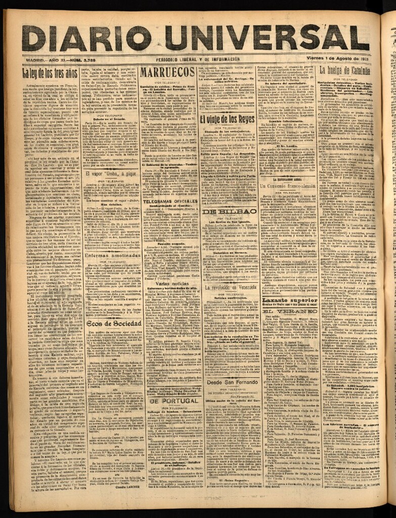 Miniatura de Diario Universal del 1 de agosto de 1913