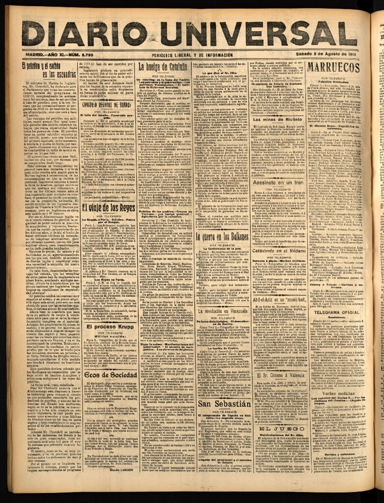 Miniatura de Diario Universal del 2 de agosto de 1913