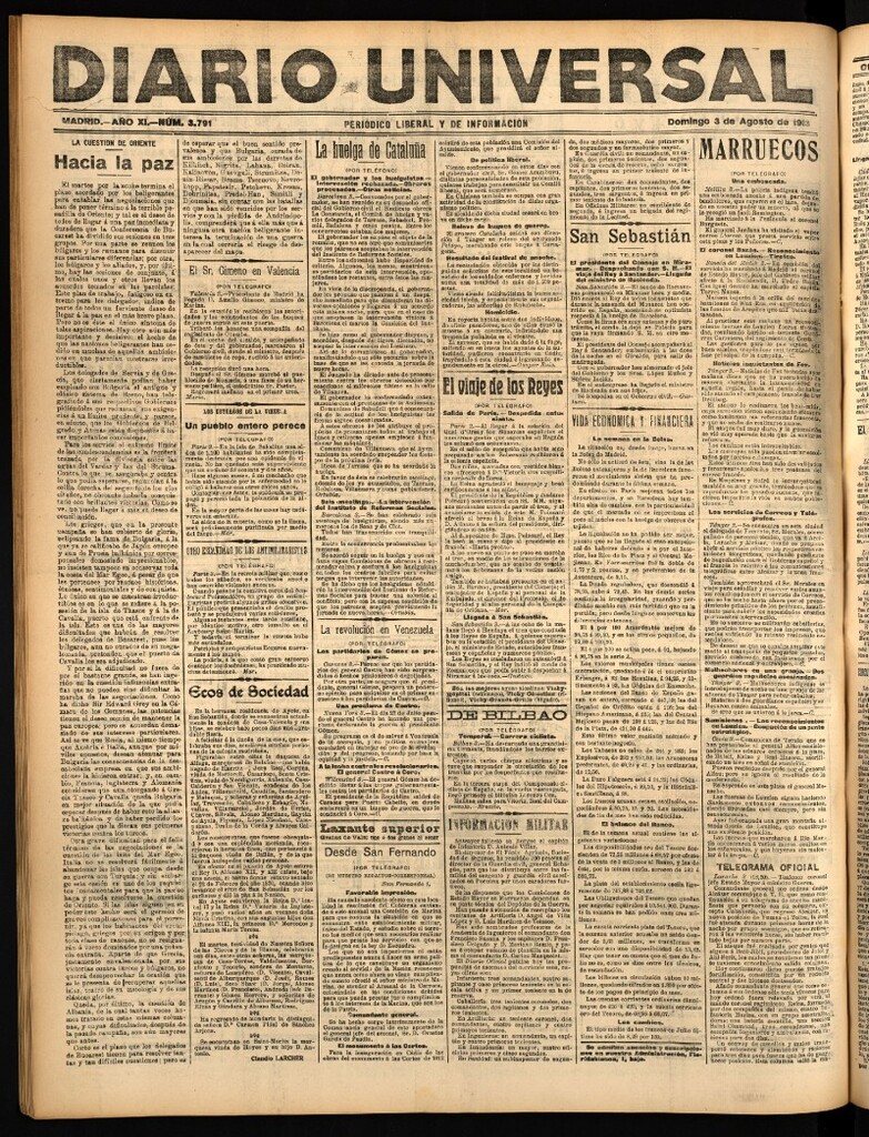 Miniatura de Diario Universal del 3 de agosto de 1913
