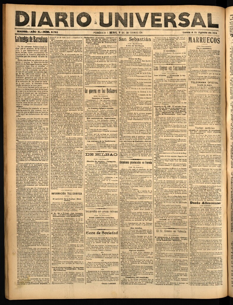 Miniatura de Diario Universal del 4 de agosto de 1913