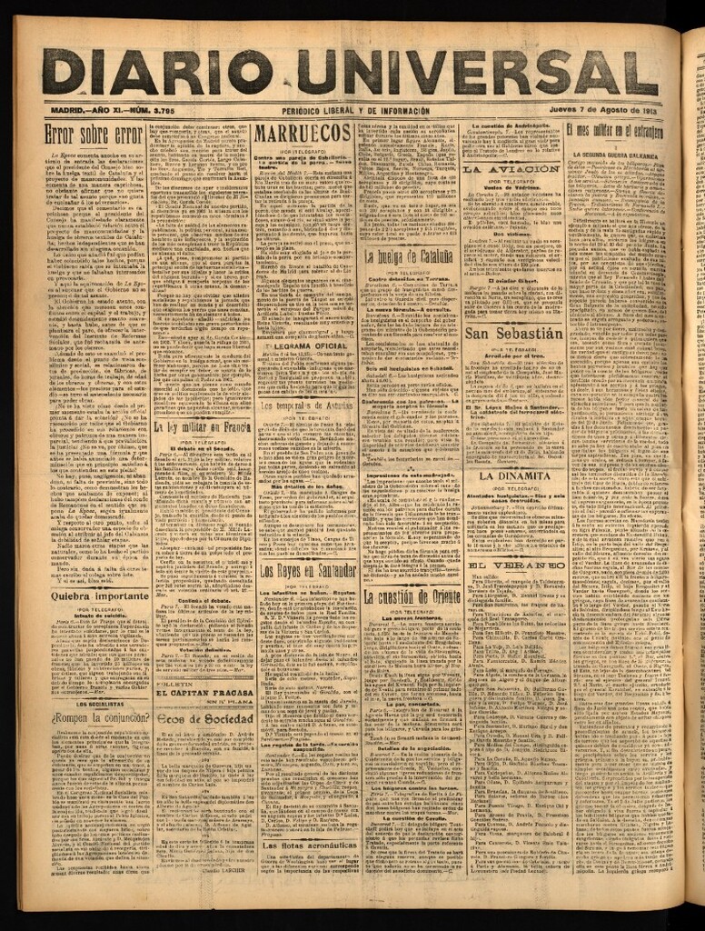 Miniatura de Diario Universal del 7 de agosto de 1913