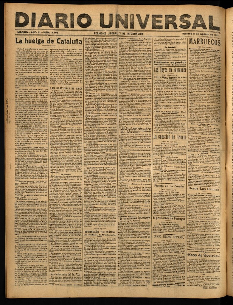 Miniatura de Diario Universal del 8 de agosto de 1913