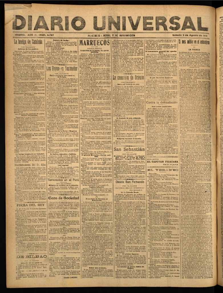 Miniatura de Diario Universal del 9 de agosto de 1913