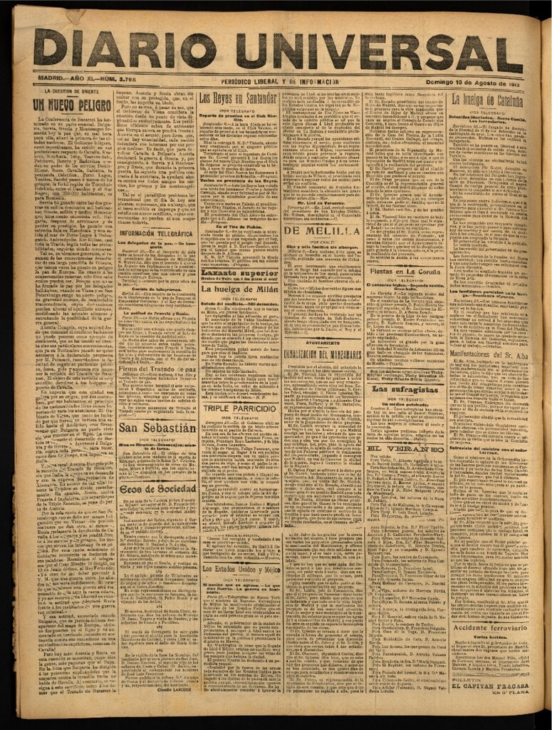 Miniatura de Diario Universal del 10 de agosto de 1913