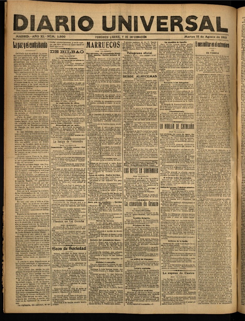 Miniatura de Diario Universal del 12 de agosto de 1913