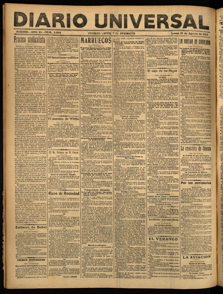 Miniatura de Diario Universal del 18 de agosto de 1913