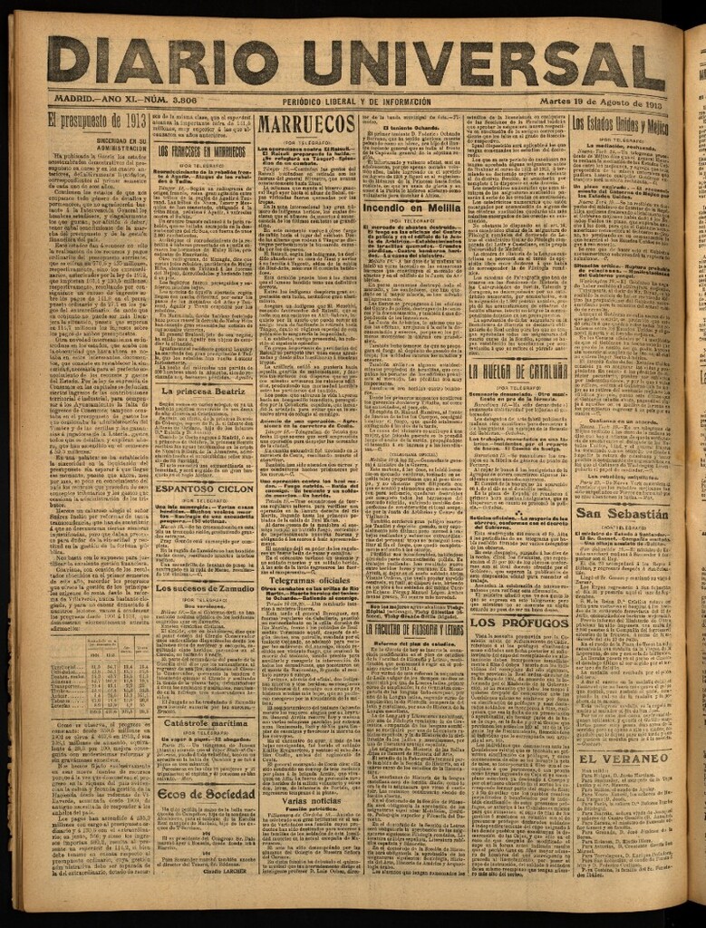 Miniatura de Diario Universal del 19 de agosto de 1913