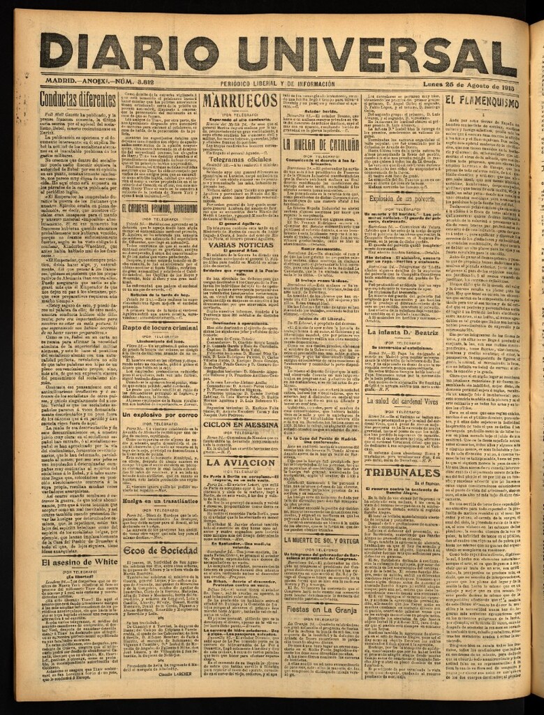 Miniatura de Diario Universal del 25 de agosto de 1913