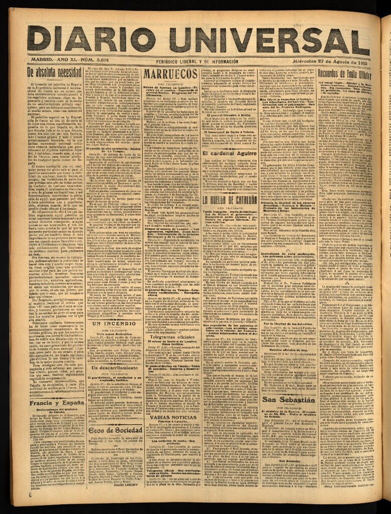 Miniatura de Diario Universal del 27 de agosto de 1913